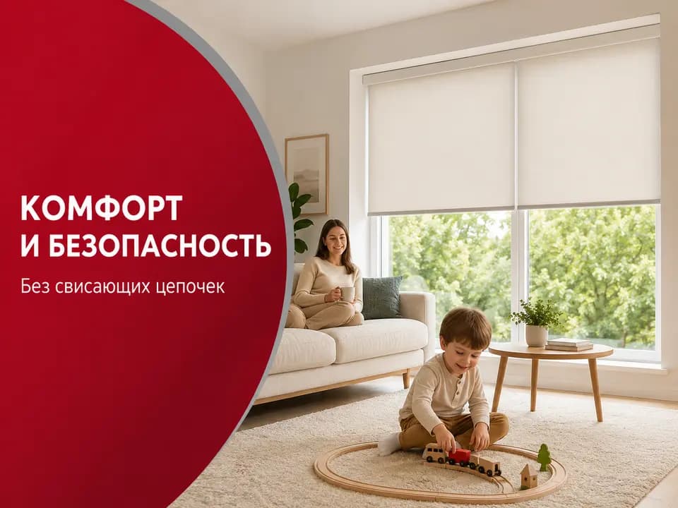 Безопасные моторные жалюзи без цепочек