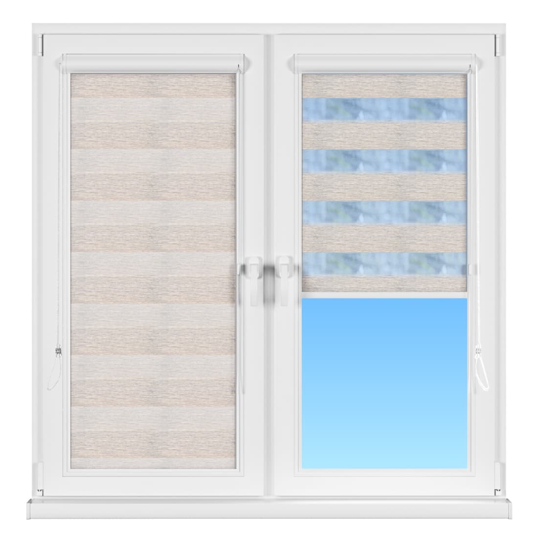 INTEGRA BOX DUO Рулонные тканевые шторы Linen 01 Зебра, День-ночь