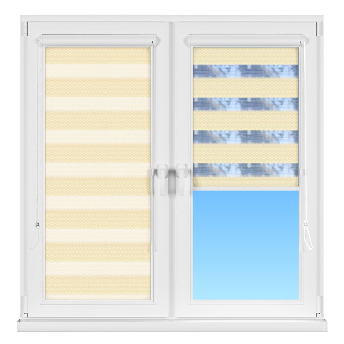 INTEGRA BOX DUO Рулонные тканевые шторы Wood Зебра, День-ночь, бежевые