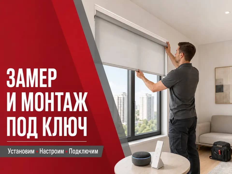 Замер и монтаж умных рулонных штор под ключ