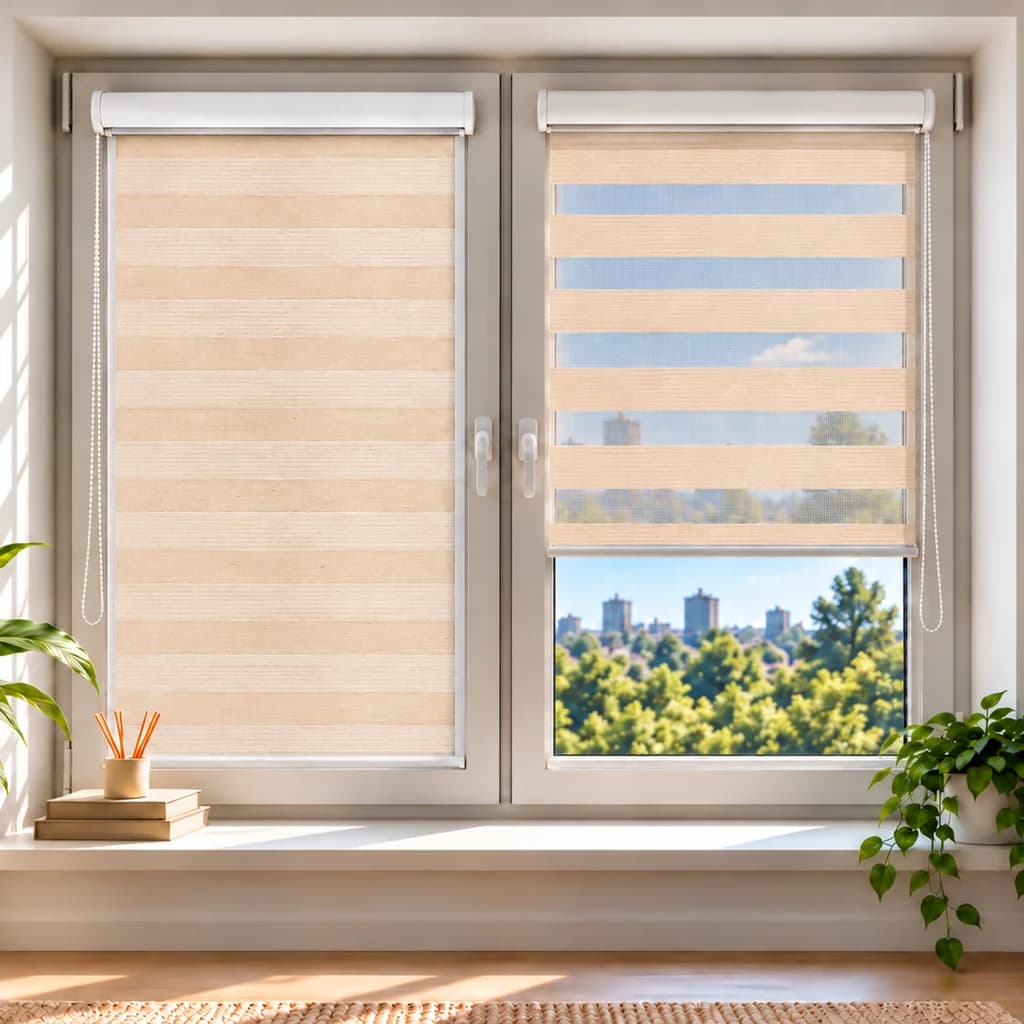 INTEGRA BOX DUO Рулонные тканевые шторы Linen 02 Зебра, День-ночь