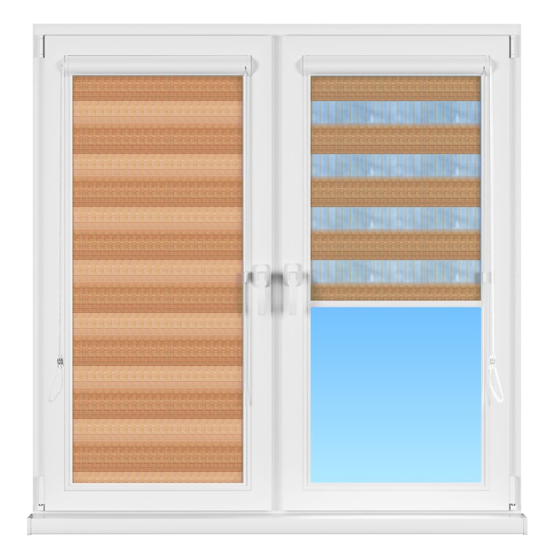 INTEGRA BOX DUO Рулонные тканевые шторы Basic Зебра, День-ночь, светло-коричневые