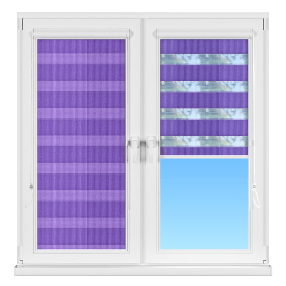 INTEGRA BOX DUO Рулонные тканевые шторы Basic Зебра, День-ночь, сиреневые