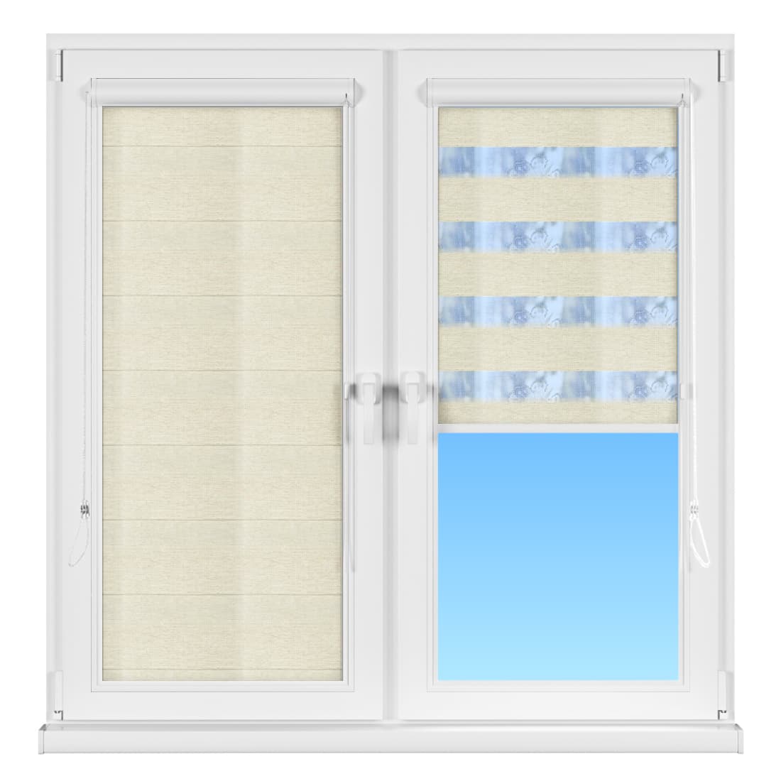 INTEGRA BOX DUO Рулонные тканевые шторы Basic Зебра, День-ночь, кремовые