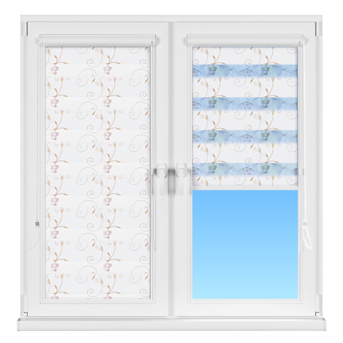 INTEGRA BOX DUO Рулонные тканевые шторы Elegant Зебра, День-ночь, белые