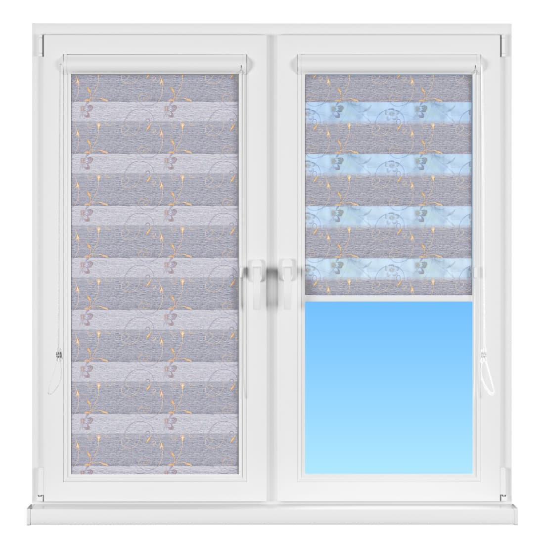 INTEGRA BOX DUO Рулонные тканевые шторы Savana Зебра, День-ночь, серые