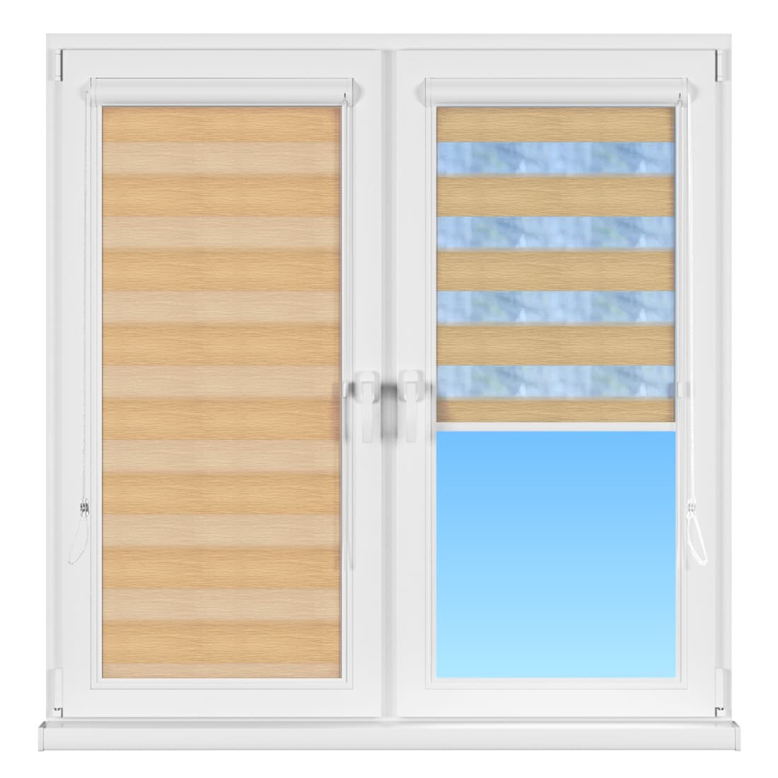 INTEGRA BOX DUO Рулонные тканевые шторы Basic Зебра, День-ночь, карамель