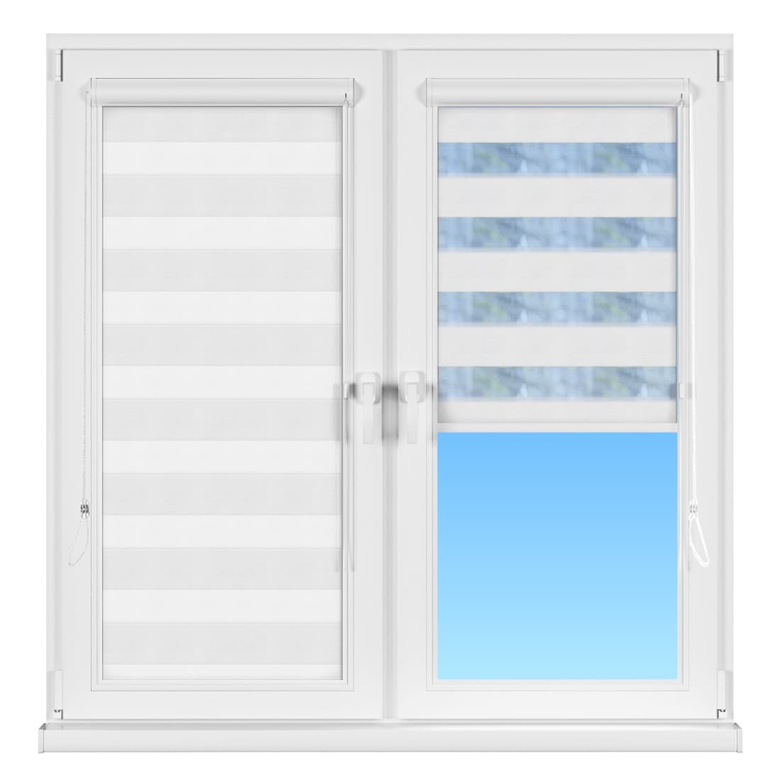 INTEGRA BOX DUO Рулонные тканевые шторы Dalin Зебра, День-ночь, серые