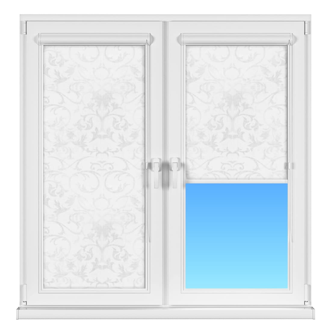 INTEGRA BOX+ Рулонные тканевые жалюзи Uni2, Прованс (розетки вверх), белые